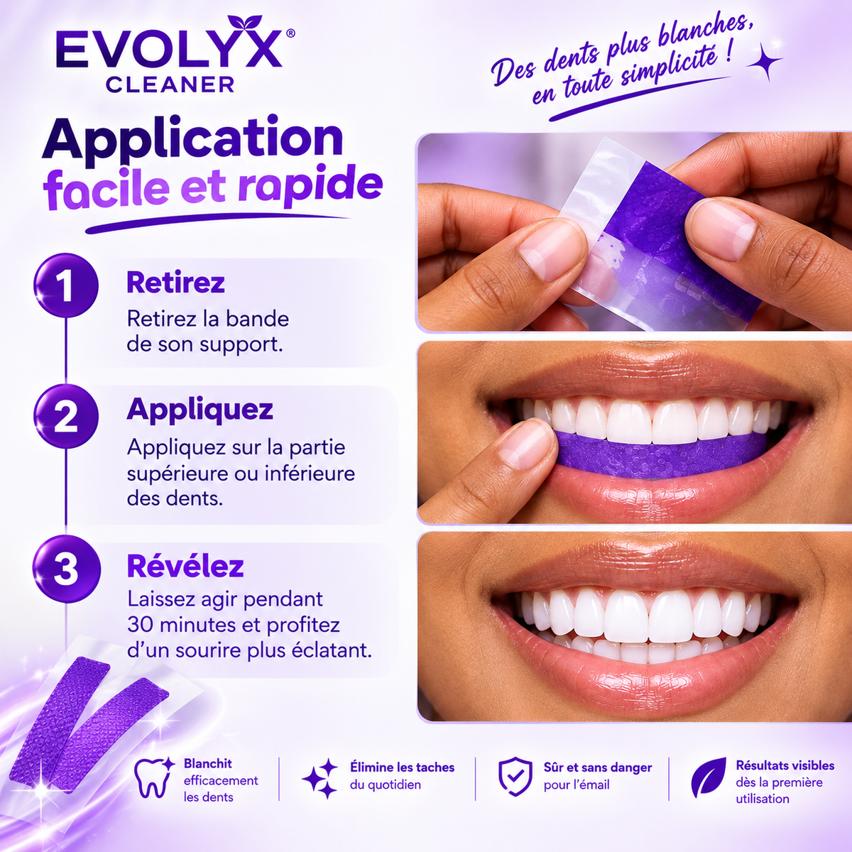 GlorySmile V34 Bandes de blanchiment dentaire ultra rapide — L'Éclat du Sourire ✨